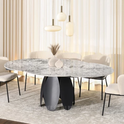 Designový jídelní stůl BAWER - šedý / černý