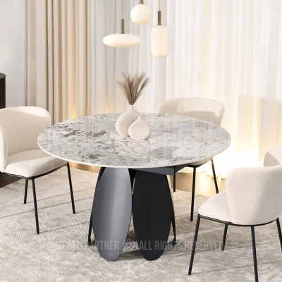 Designový jídelní stůl BAWER - šedý / černý