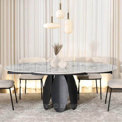 Designový jídelní stůl BAWER - šedý / černý