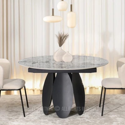 Designový jídelní stůl BAWER - šedý / černý