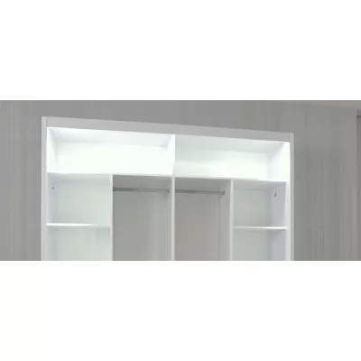 Šatní skříň se zrcadlem 203/62 KAILAN - bílá matná /  bílá lesklá