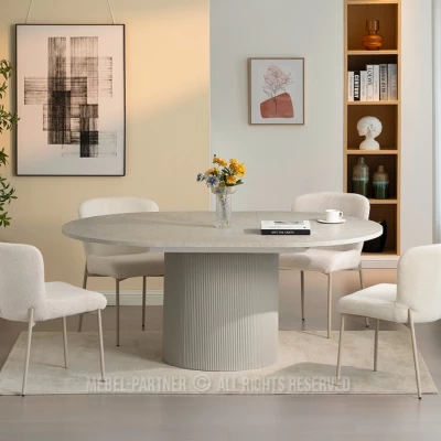 Designový rozkládací stůl 140(180)x120 LARSON - šedý mramor / šedý