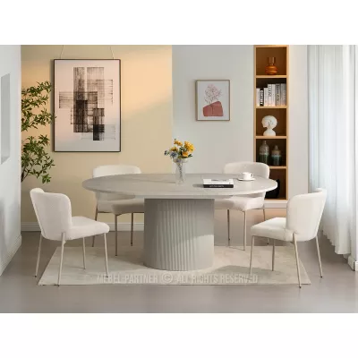 Designový rozkládací stůl 140(180)x120 LARSON - šedý mramor / šedý