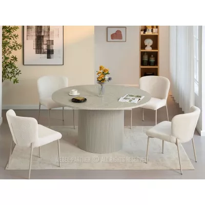 Designový rozkládací stůl 140(180)x120 LARSON - šedý mramor / šedý