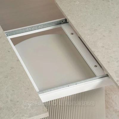 Designový rozkládací stůl 140(180)x120 LARSON - šedý mramor / šedý