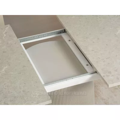 Designový rozkládací stůl 140(180)x120 LARSON - šedý mramor / šedý