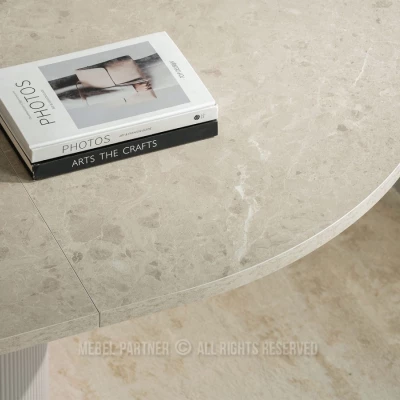 Designový rozkládací stůl 140(180)x120 LARSON - šedý mramor / šedý