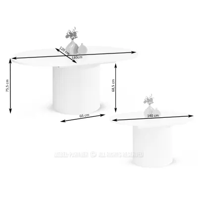 Designový rozkládací stůl 140(180)x120 LARSON - šedý mramor / šedý