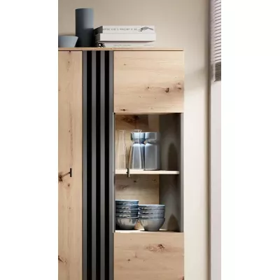 Vitrína do obýváku CHATOM - dub artisan / antracitová