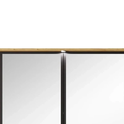 Velká zrcadlová šatní skříň 220 cm BRENT - dub baltic / černá