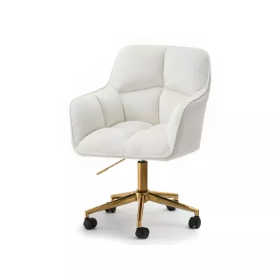 Čalouněná otočná židle GOHAR - zlatá / krémová