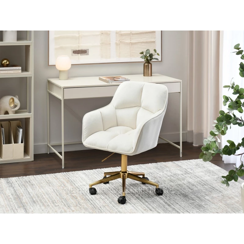 Čalouněná otočná židle GOHAR - zlatá / krémová