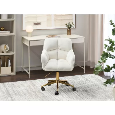 Čalouněná otočná židle GOHAR - zlatá / krémová