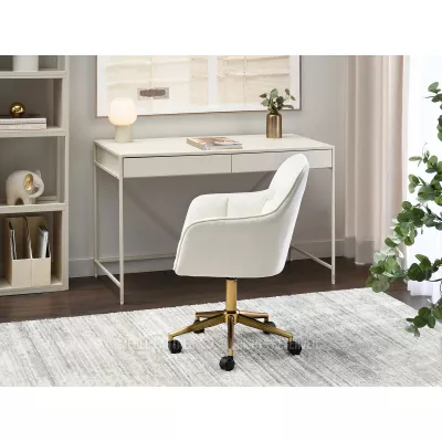 Čalouněná otočná židle GOHAR - zlatá / krémová