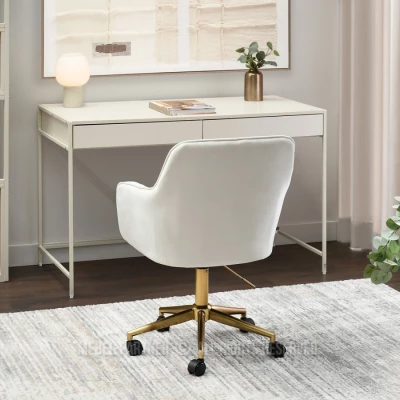 Čalouněná otočná židle GOHAR - zlatá / krémová