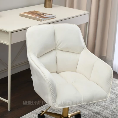 Čalouněná otočná židle GOHAR - zlatá / krémová