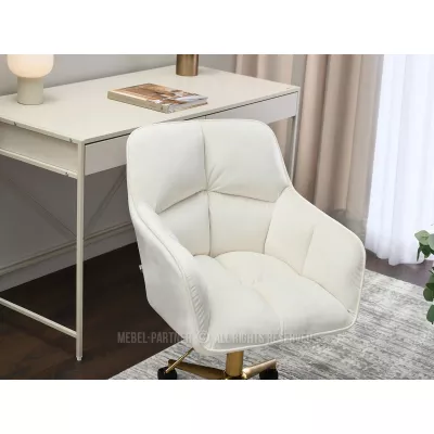 Čalouněná otočná židle GOHAR - zlatá / krémová