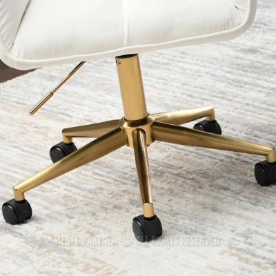 Čalouněná otočná židle GOHAR - zlatá / krémová