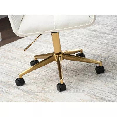 Čalouněná otočná židle GOHAR - zlatá / krémová