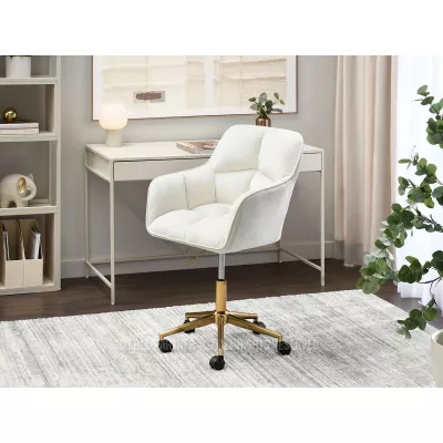 Čalouněná otočná židle GOHAR - zlatá / krémová