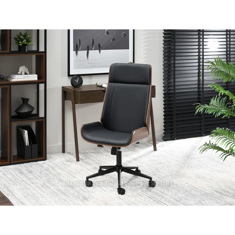 Otočná židle AURY - černá / ořech