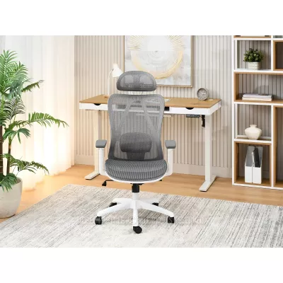 Kancelářská židle DELMY - šedá / bílá