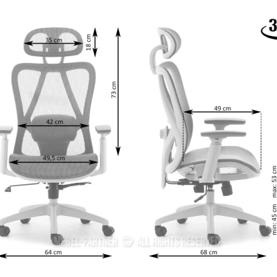 Kancelářská židle DELMY - šedá / bílá
