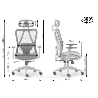 Kancelářská židle DELMY - šedá / bílá