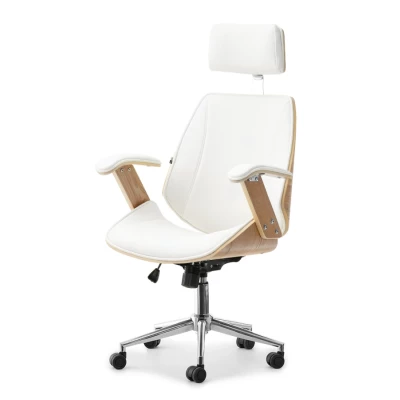 Kancelářská židle EVALISA - dub / krémová / chrom