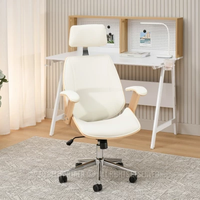 Kancelářská židle EVALISA - dub / krémová / chrom