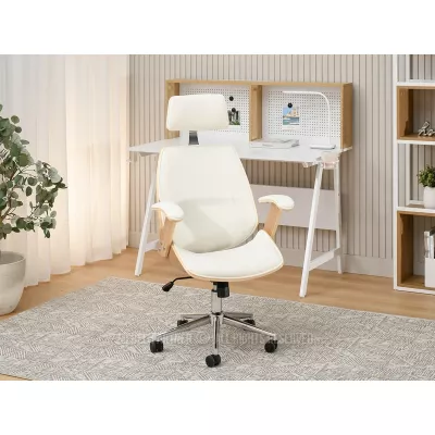 Kancelářská židle EVALISA - dub / krémová / chrom