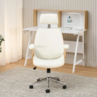 Kancelářská židle EVALISA - dub / krémová / chrom