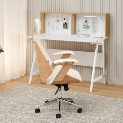 Kancelářská židle EVALISA - dub / krémová / chrom