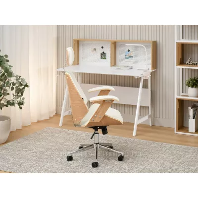 Kancelářská židle EVALISA - dub / krémová / chrom