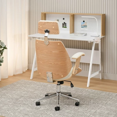 Kancelářská židle EVALISA - dub / krémová / chrom