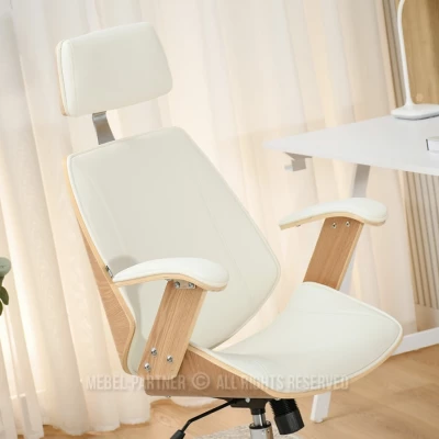 Kancelářská židle EVALISA - dub / krémová / chrom