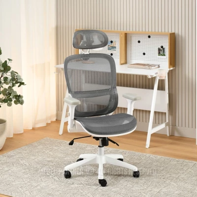 Otočná židle RIONA - šedá / bílá