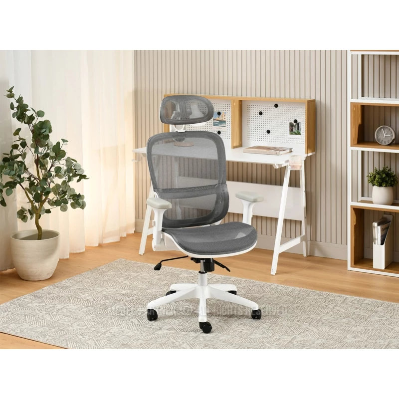 Otočná židle RIONA - šedá / bílá