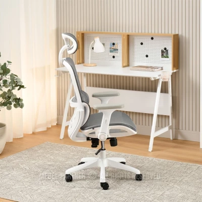 Otočná židle RIONA - šedá / bílá