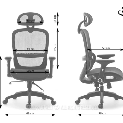 Otočná židle RIONA - šedá / bílá