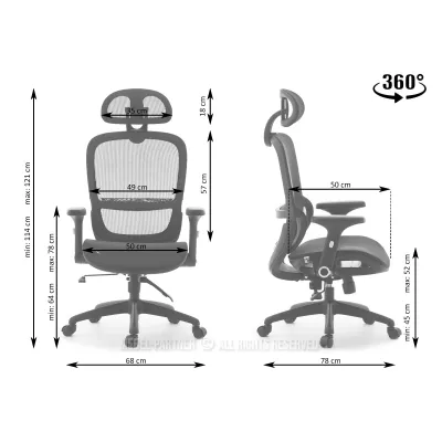 Otočná židle RIONA - šedá / bílá