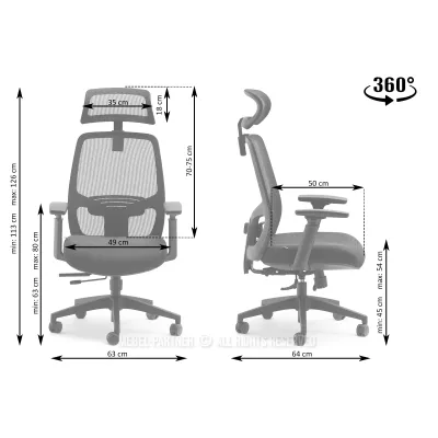 Kancelářská židle LUJZA - černá / šedá
