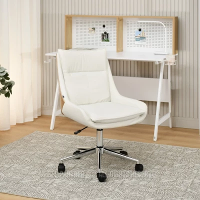 Otočná židle MAGALY - krémová / dub / chrom