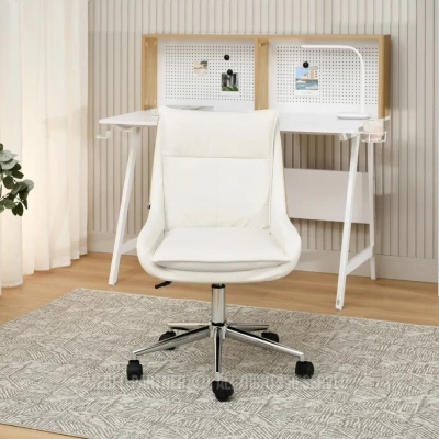 Otočná židle MAGALY - krémová / dub / chrom