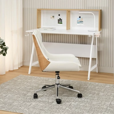 Otočná židle MAGALY - krémová / dub / chrom