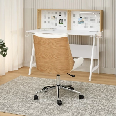 Otočná židle MAGALY - krémová / dub / chrom