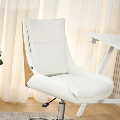 Otočná židle MAGALY - krémová / dub / chrom