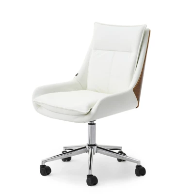 Otočná židle MAGALY - krémová / ořech / chrom