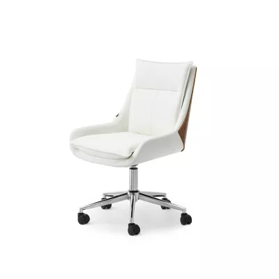 Otočná židle MAGALY - krémová / ořech / chrom