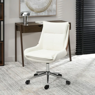 Otočná židle MAGALY - krémová / ořech / chrom